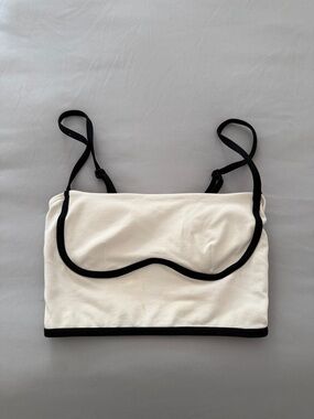 ALO Yoga Cream Bralette Tank with Black Trim and Straps